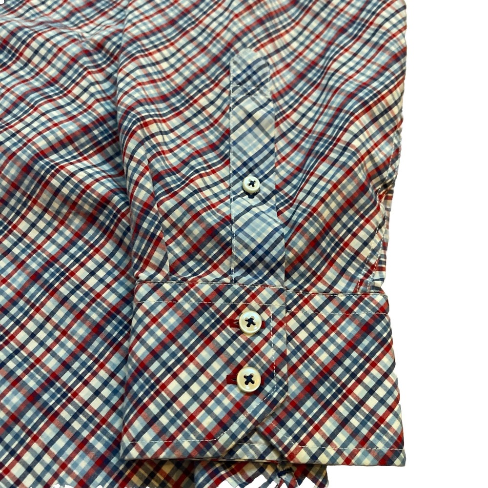 Tommy Hilfiger 80's 2ply Button Up Shirt Men's XL Red Blue Check‎ Long Sleeve - Picture 3 of 6